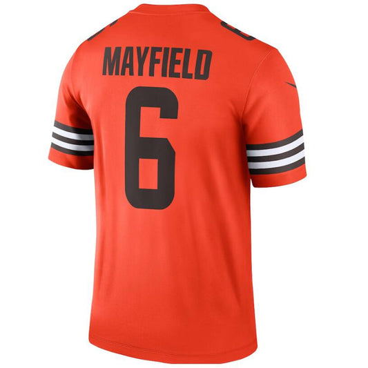C.Browns #6 Baker Mayfield Orange Stitched Player lnverted Legend Game Football Jerseys