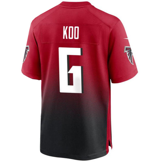 A.Falcons #6 Younghoe Koo Red Stitched Player Vapor Game Football Jerseys