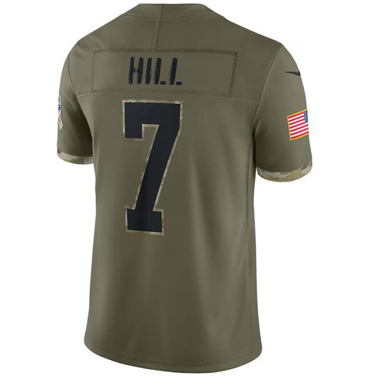 NO.Saints #7 Taysom Hill Olive 2022 Salute To Service Limited Player Football Jerseys