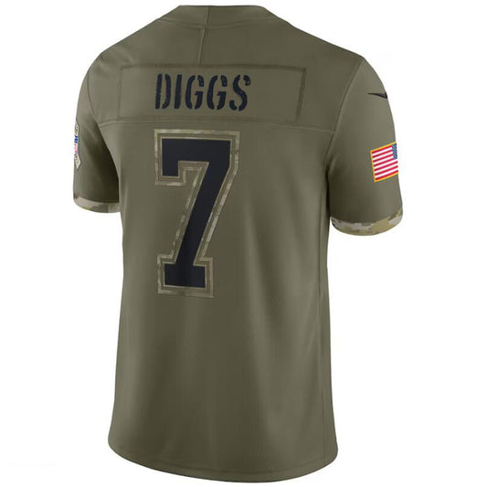 D.Cowboys #7 Trevon Diggs Olive 2022 Salute To Service Player Game Football Jerseys
