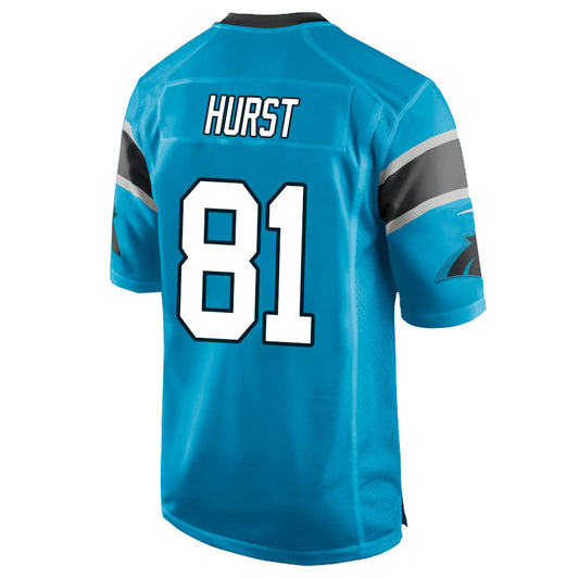 C.Panthers #81 Hayden Hurst Blue Stitched Player Game Football Jerseys