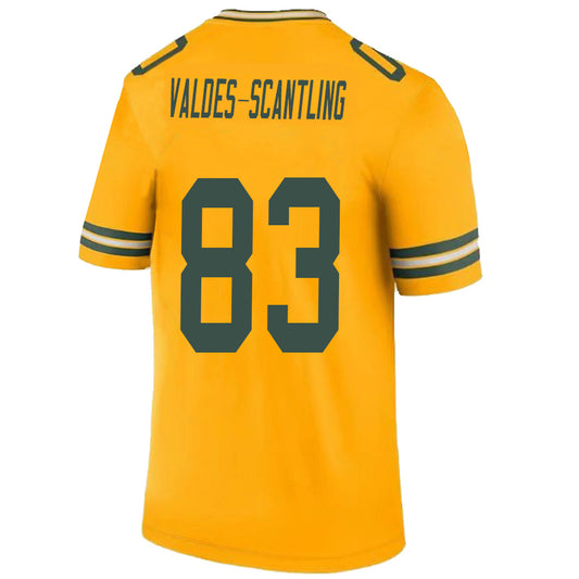 GB.Packer #83 Marquez Valdes-Scantling Gold Stitched Player Game Football Jerseys