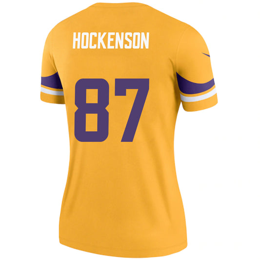 M.Vikings #87 TJ Hockenson Gold Stitched Player Game Football Jerseys