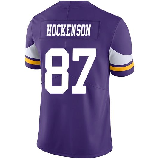 M.Vikings #87 TJ Hockenson Purple Stitched Player Game Football Jerseys