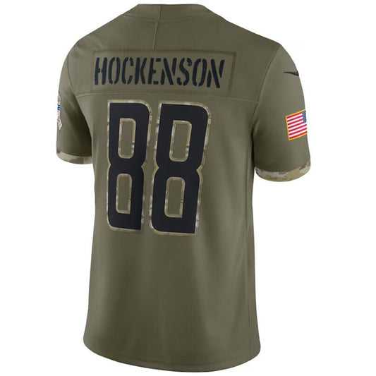 D.Lions #88 T.J.Hockenson Olive 2022 Salute To Service Player Game Football Jerseys