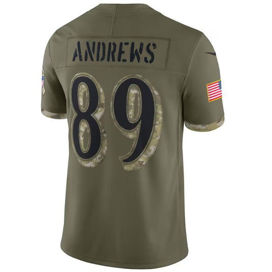 B.Ravens #89 Mark Andrews Olive 2022 Salute To Service Player Football Jerseys