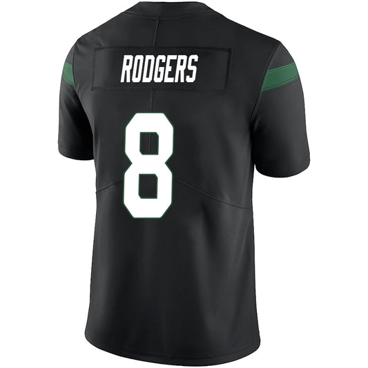 NY.Jets #8 Aaron Rodgers Black Stitched Player Vapor Elite Football Jerseys