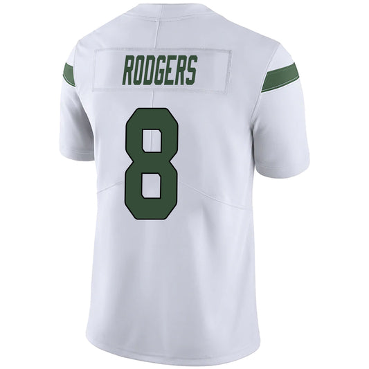 NY.Jets #8 Aaron Rodgers White Stitched Player Vapor Elite Football Jerseys