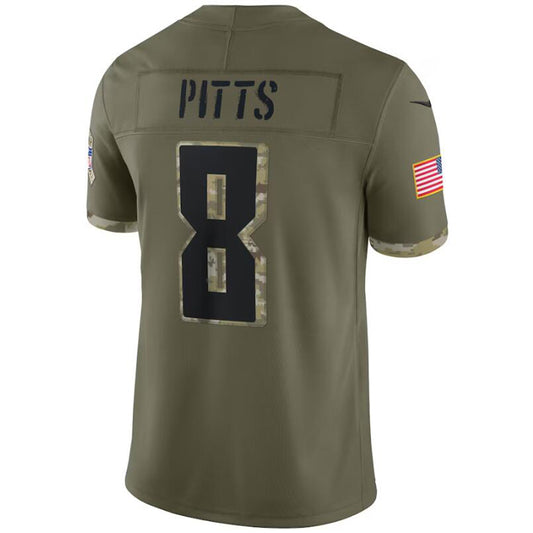 A.Falcons #8 Kyle Pitts Jersey Olive 2022 Salute To Service Football Jerseys
