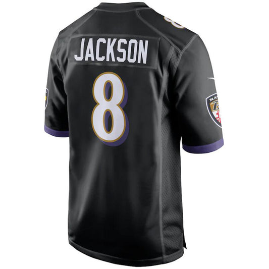 B.Ravens #8 Lamar Jackson Black Stitched Player Game Football Jerseys