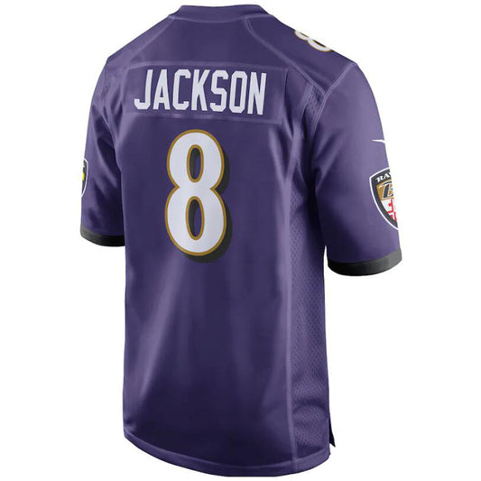 B.Ravens #8 Lamar Jackson Purple Stitched Player Game Football Jerseys