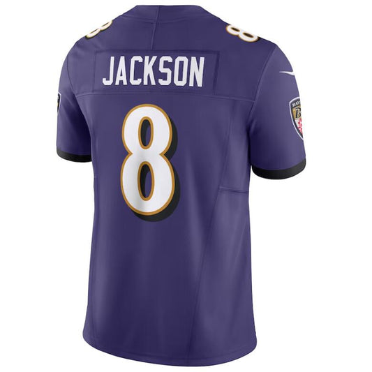 B.Ravens #8 Lamar Jackson Purple Stitched Player Vapor Game Football Jerseys