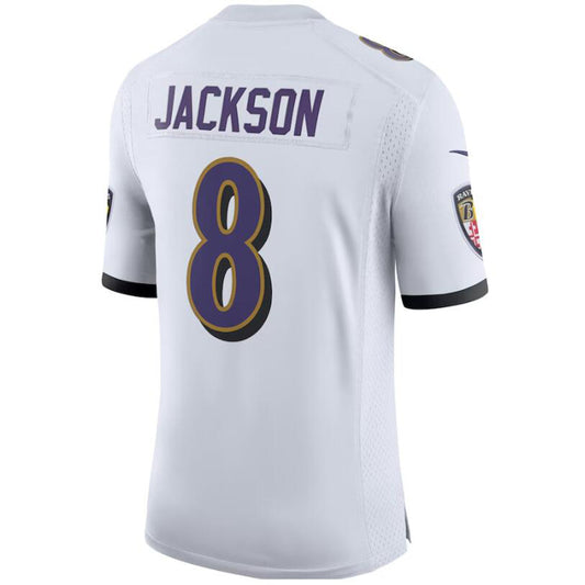 B.Ravens #8 Lamar Jackson White Stitched Player Vapor Game Football Jerseys