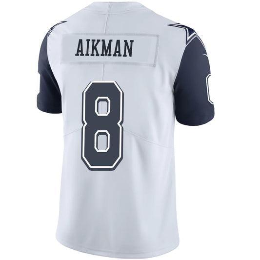 D.Cowboys #8 Troy Aikman Navy-White Stitched Player Game Football Jerseys