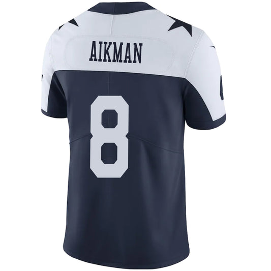 D.Cowboys #8 Troy Aikman Navy-White Stitched Player Vapor Game Football Jerseys