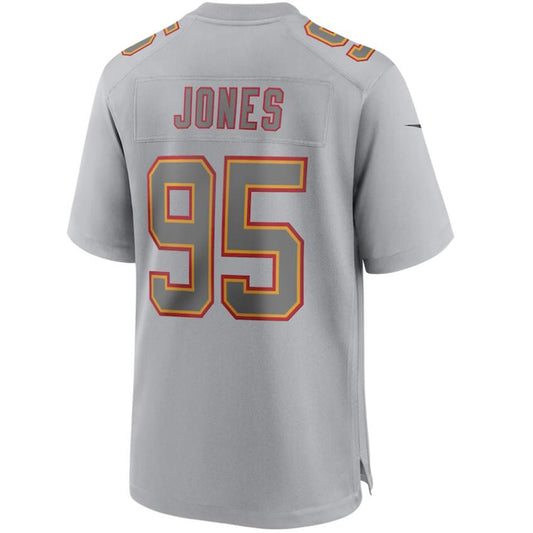 KC.Chiefs #95 Chris Jones Gray Super Bowl LVII Patch Atmosphere Fashion Game Football Jerseys