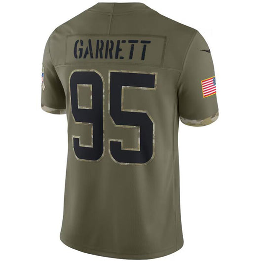C.Browns #95 Myles Garrett Olive 2022 Salute To Service Player Football Jerseys