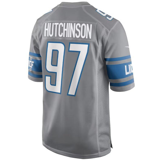 D.Lions #97 Aidan Hutchinson Gray Stitched Player Game Football Jerseys
