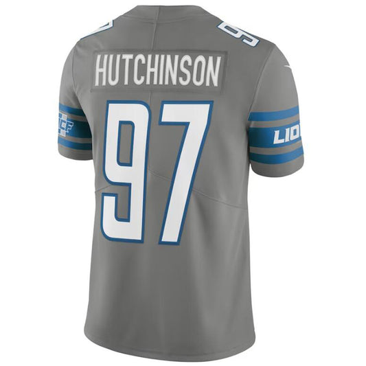 D.Lions #97 Aidan Hutchinson Gray Stitched Player Vapor Game Football Jerseys