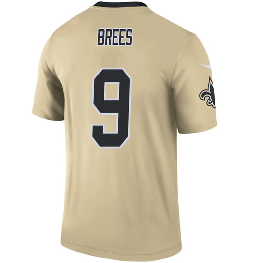 NO.Saints #9 Drew Brees Gold Stitched Player Game Football Jerseys