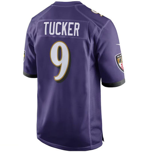 B.Ravens #9 Justin Tucker Purple Stitched Player Game Football Jerseys