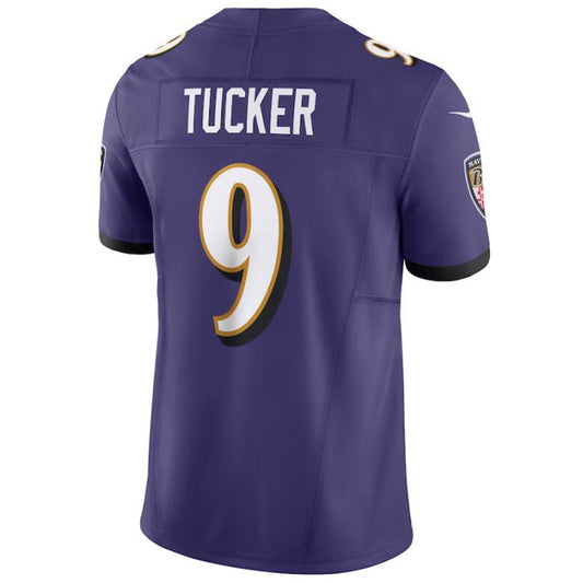B.Ravens #9 Justin Tucker Purple Stitched Player Vapor Game Football Jerseys