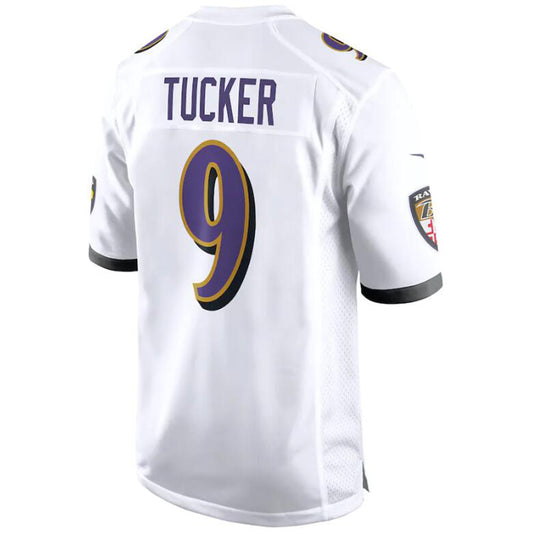 B.Ravens #9 Justin Tucker White Stitched Player Game Football Jerseys