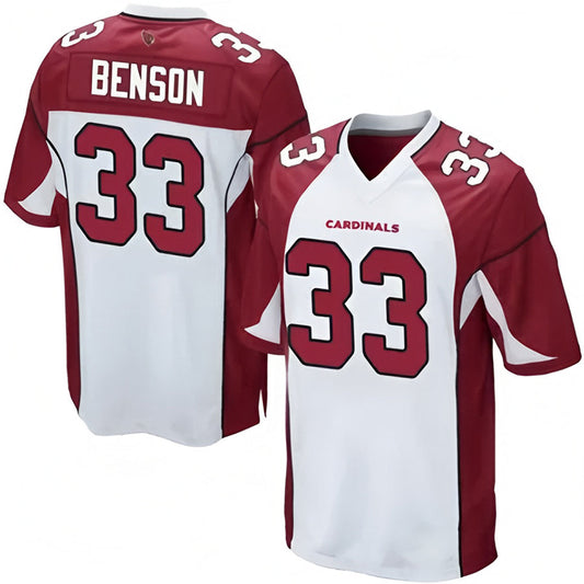 A.Cardinals #33 Trey Benson Player White Home Game Football Jerseys