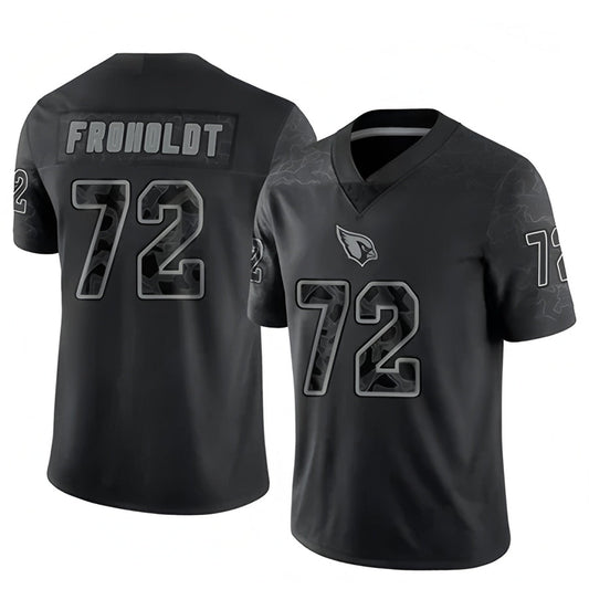 A.Cardinals #72 Hjalte Froholdt Player Black RFLCTV Limited Football Jerseys