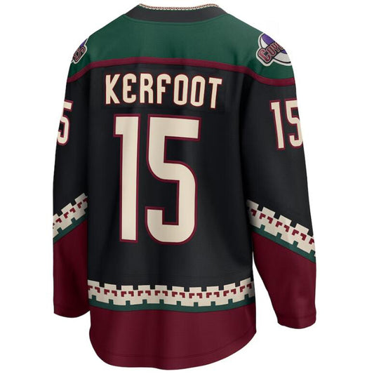 A.Coyotes #15 Alex Kerfoot Fanatics Branded Home Breakaway Player Jersey Black Stitched American Hockey Jerseys