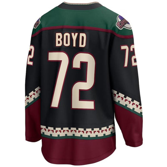 A.Coyotes #72 Travis Boyd Fanatics Branded Home Breakaway Player Jersey Black Stitched American Hockey Jerseys