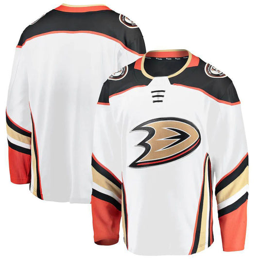 Custom A.Ducks Fanatics Branded Breakaway Away Jersey White Stitched American Hockey Jerseys