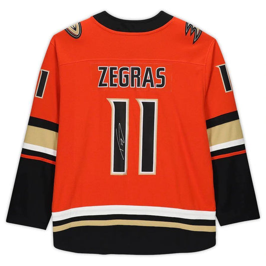 A.Ducks #11 Trevor Zegras Fanatics Authentic Player Jersey Orange Stitched American Hockey Jerseys