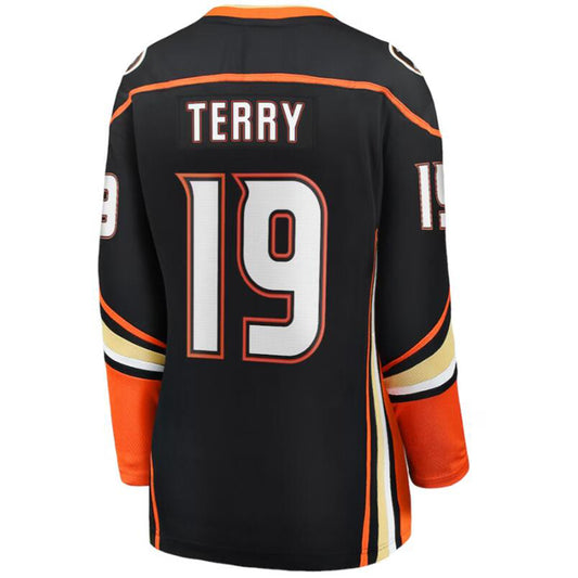 A.Ducks #19 Troy Terry Fanatics Authentic Player Jersey Black Stitched American Hockey Jerseys