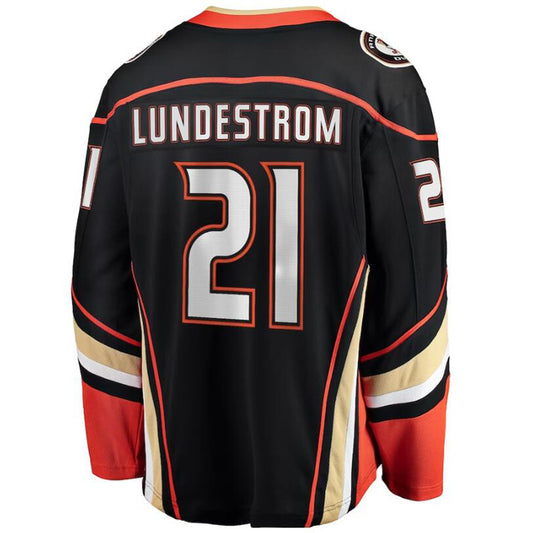 A.Ducks #21 Isac Lundestrom Fanatics Authentic Player Jersey Black Stitched American Hockey Jerseys