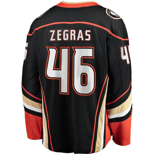 A.Ducks #46 Trevor Zegras Fanatics Branded Home Breakaway Player Jersey Black Stitched American Hockey Jerseys