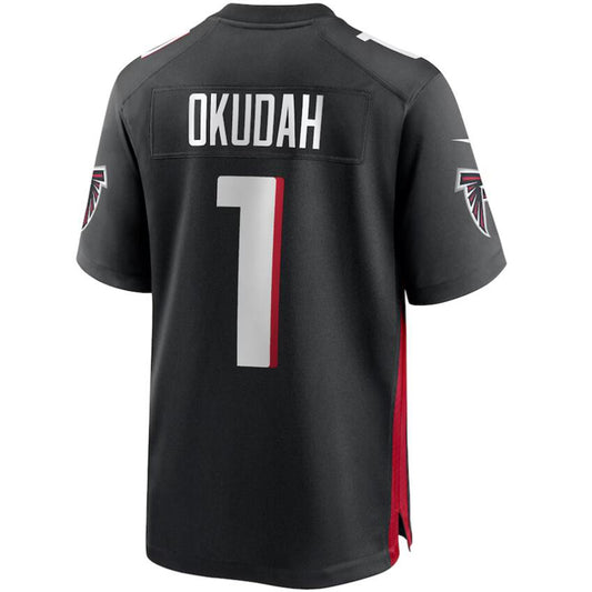 A.Falcons #1 Jeff Okudah Black Game Player Jersey Stitched American Football Jerseys