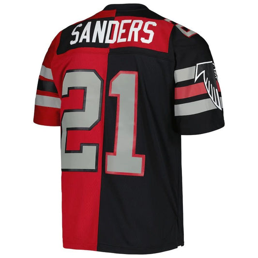 A.Falcons #21 Deion Sanders Mitchell & Ness 1989 Split Legacy Replica Jersey - Black Red Stitched American Player Jerseys