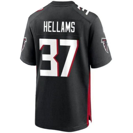 A.Falcons #37 DeMarcco Hellams Game Player Jersey - Black Stitched American Football Jerseys
