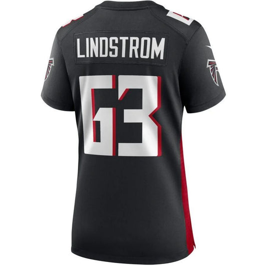 A.Falcons #63 Chris Lindstrom Black Game Player Jersey Stitched American Football Jerseys