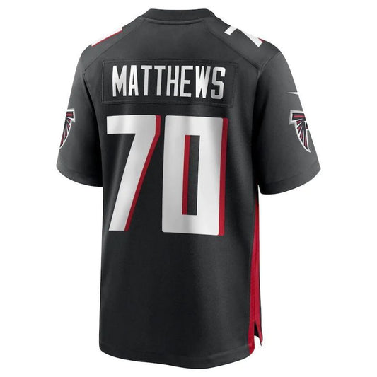 A.Falcons #70 Jake Matthews Black Player Game Jersey Stitched American Football Jerseys