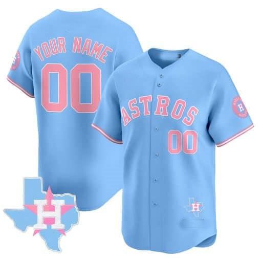 Custom H.Astros Bubblegum Blue Vapor Premier Limited Baseball Jerseys