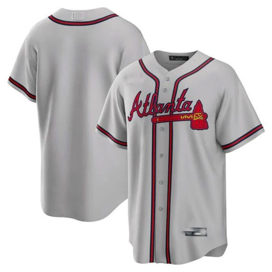 Custom Atlanta Braves Gray Road Replica Team Jersey Stitches Baseball Jerseys