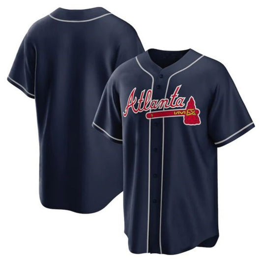 Custom Atlanta Braves Navy Alternate Replica Team Jersey Stitches Baseball Jerseys