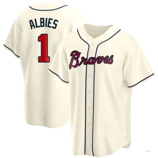 Atlanta Braves #1 Ozzie Albies Player Cream Alternate Jersey Stitches Baseball Jerseys
