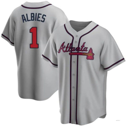 Atlanta Braves #1 Ozzie Albies Player Gray Road Jersey Stitches Baseball Jerseys