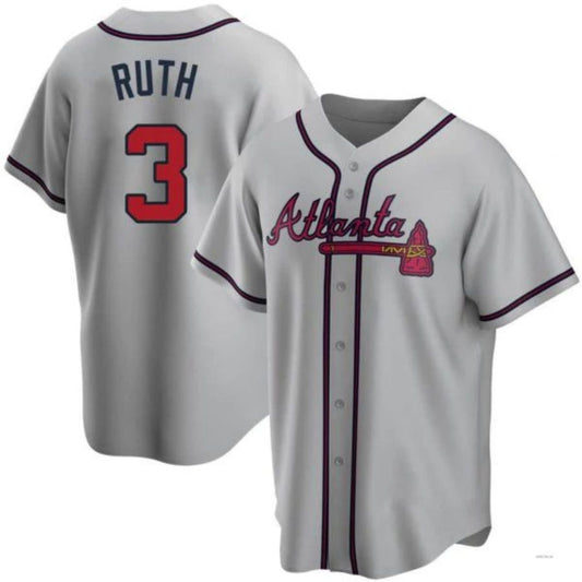 Atlanta Braves #3 Babe Ruth Player Gray Road Jersey Stitches Baseball Jerseys
