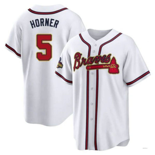 Atlanta Braves #5 Bob Horner Player White Alternate Jersey Stitches Baseball Jerseys