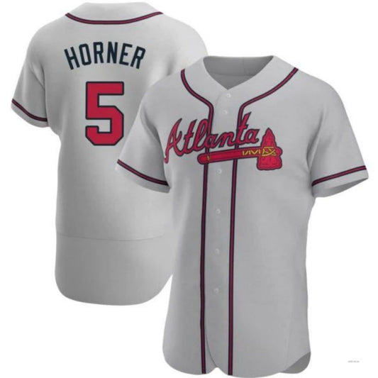Atlanta Braves #5 Bob Horner Player Gray Road Jersey Stitches Baseball Jerseys