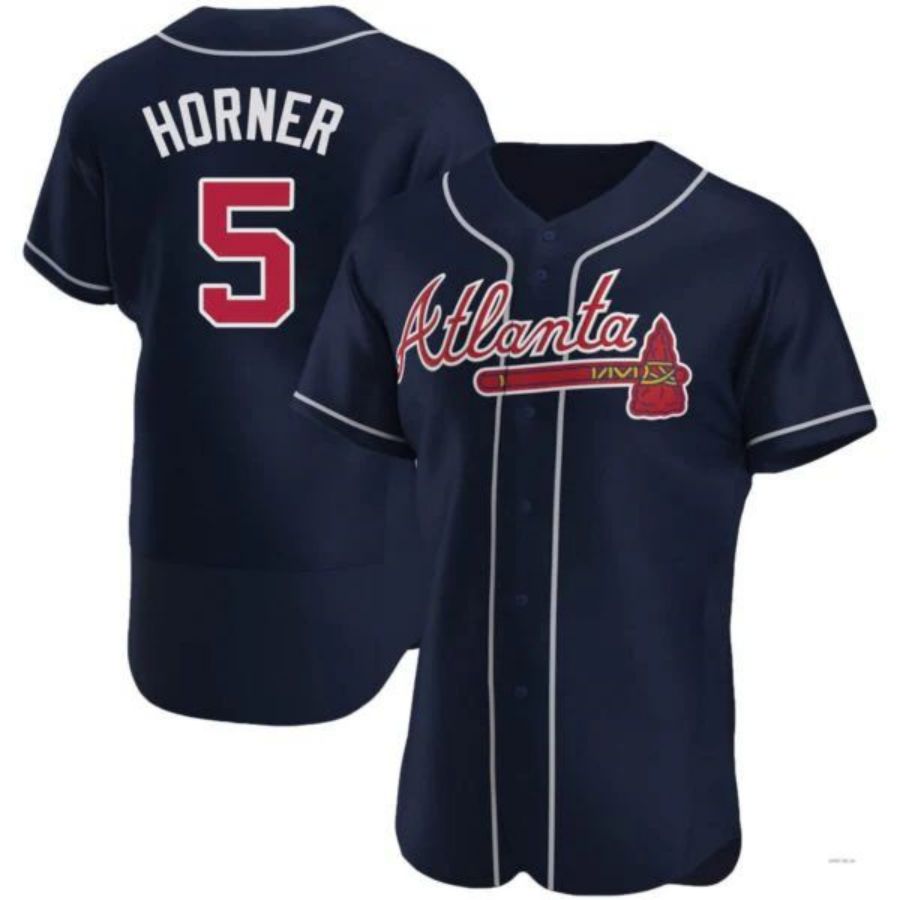 Atlanta Braves #5 Bob Horner Player Navy Alternate Jersey Stitches Baseball Jerseys